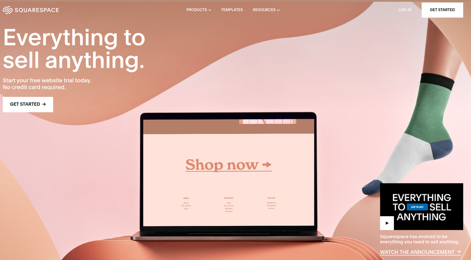 Squarespace e-commerce platform website