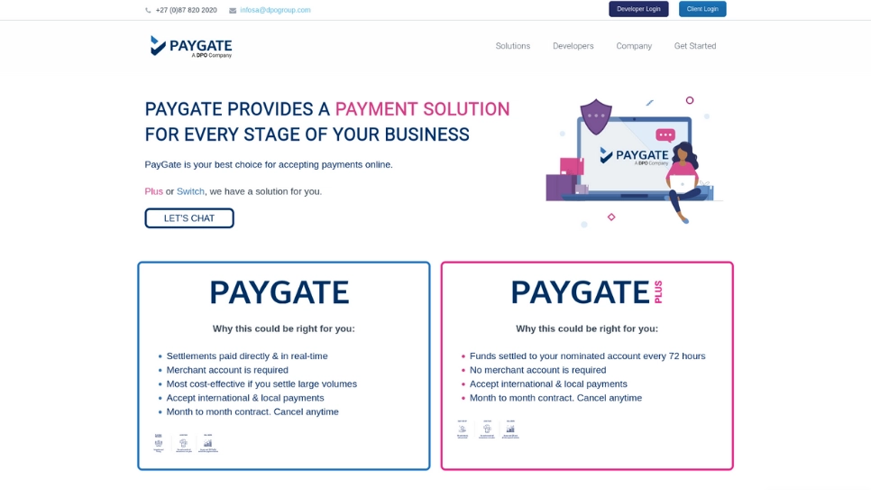 PayGate website screenshot.