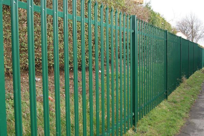 green steel palisade fence