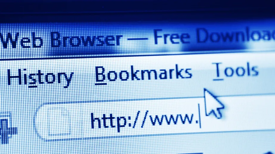 A close-up of a computer screen showing a web browser with the words History, Bookmarks, and Tools, along with a URL bar displaying http://www